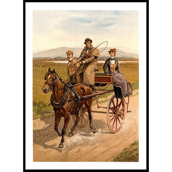 Irish Jaunting Car, A New Print Of a Vintage Irish Photochrom